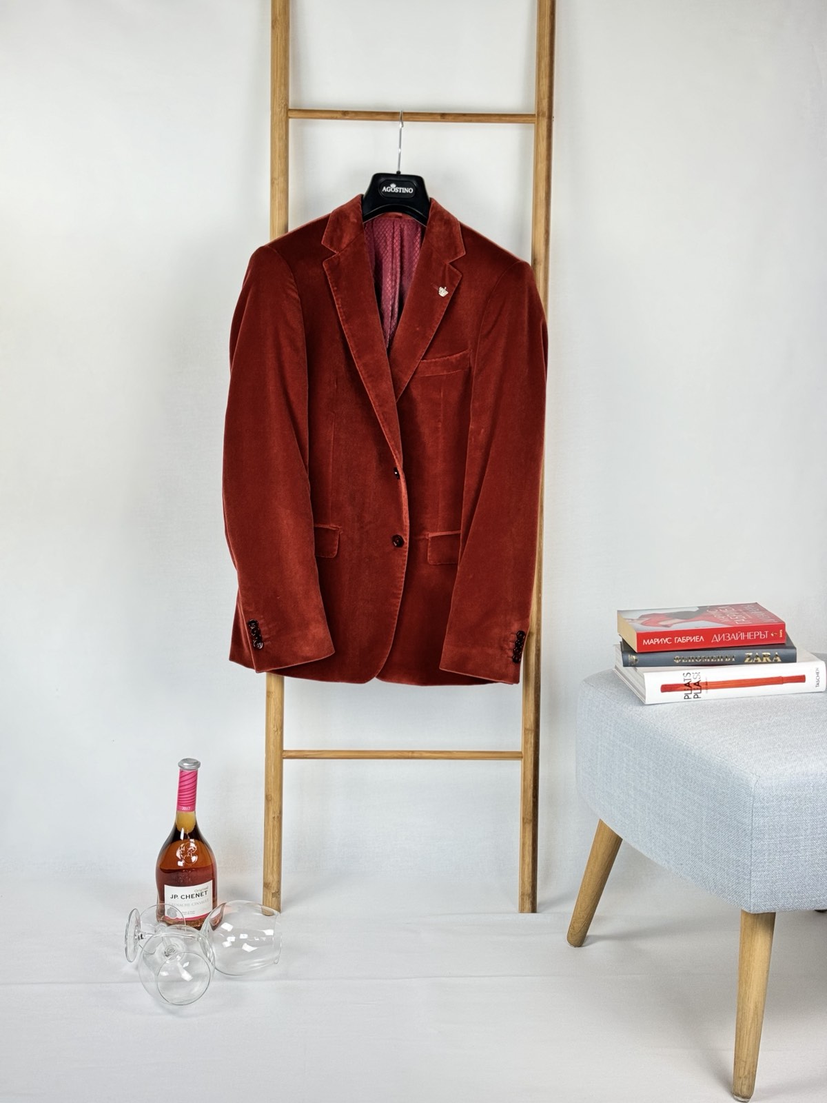 Сако от кадифе ръждиво червено
