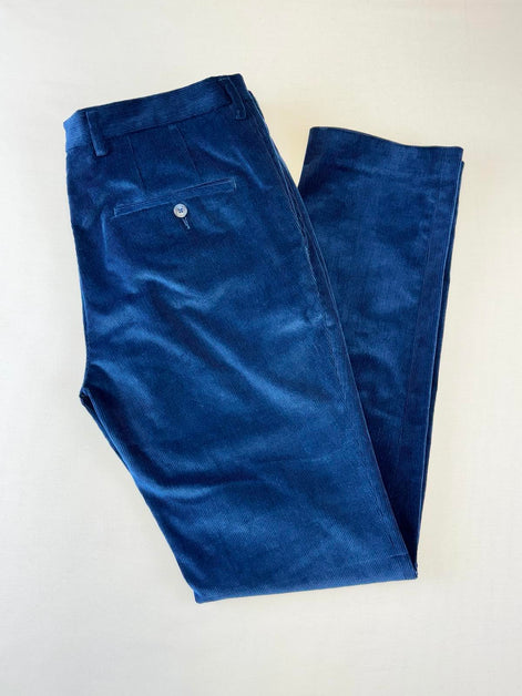 Панталон от рипсено кадифе индигово син