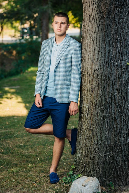 Сако светлосиньо каре Felino