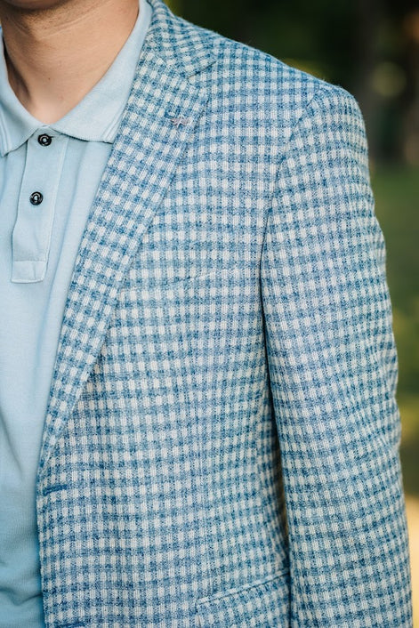 Сако светлосиньо каре Felino