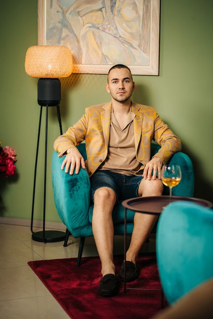 Бежово сако с оранжев мотив Palermo