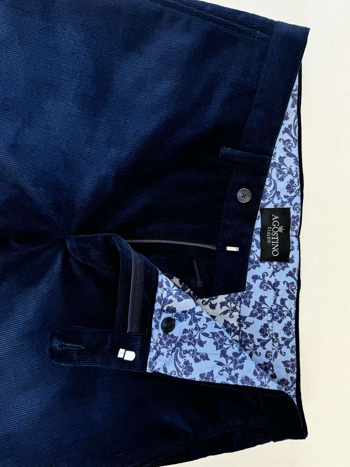 Панталон от рипсено кадифе индигово син