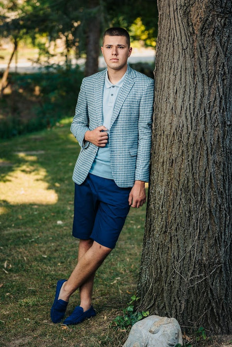 Сако светлосиньо каре Felino