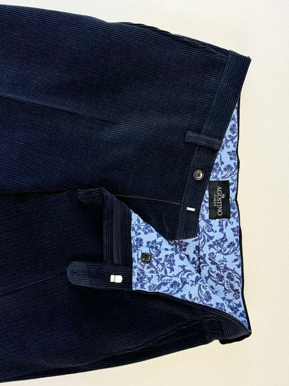 Панталон от рипсено кадифе тъмно син