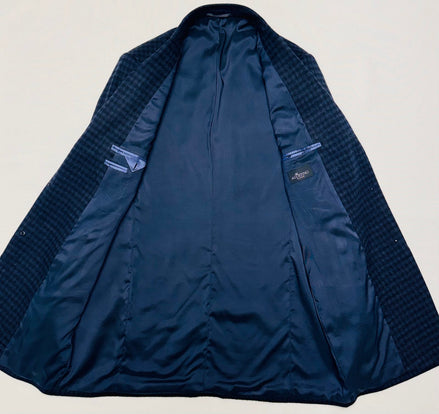 Вълнено палто в тъмносиньо каре