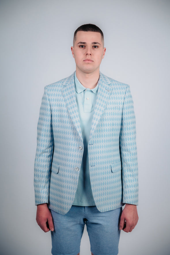 Синьо сако с мотив на ромбове