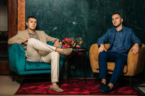 Тъмносиньо ленено сако с десен Portofino