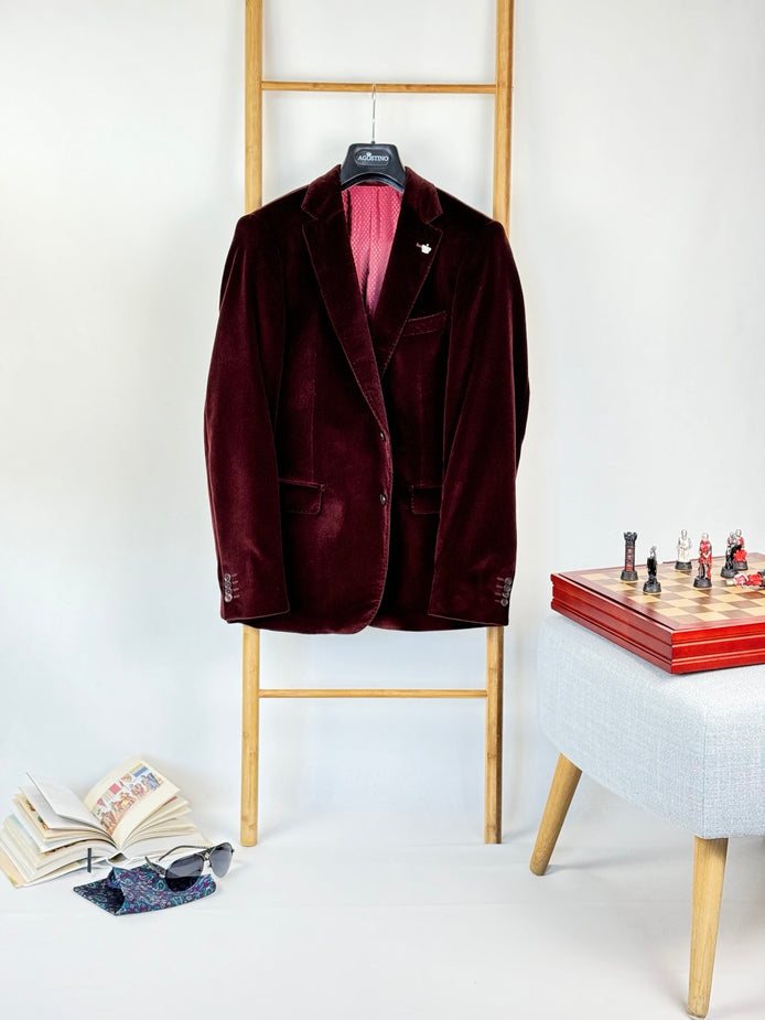 Сако от кадифе бордо