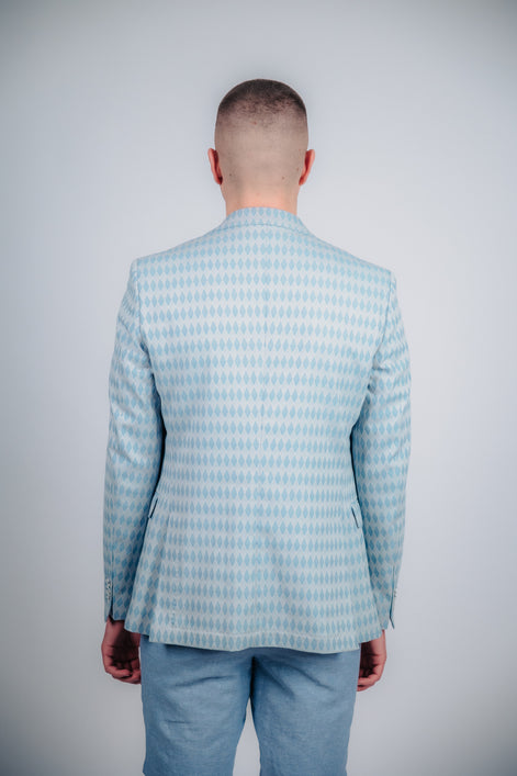 Синьо сако с мотив на ромбове