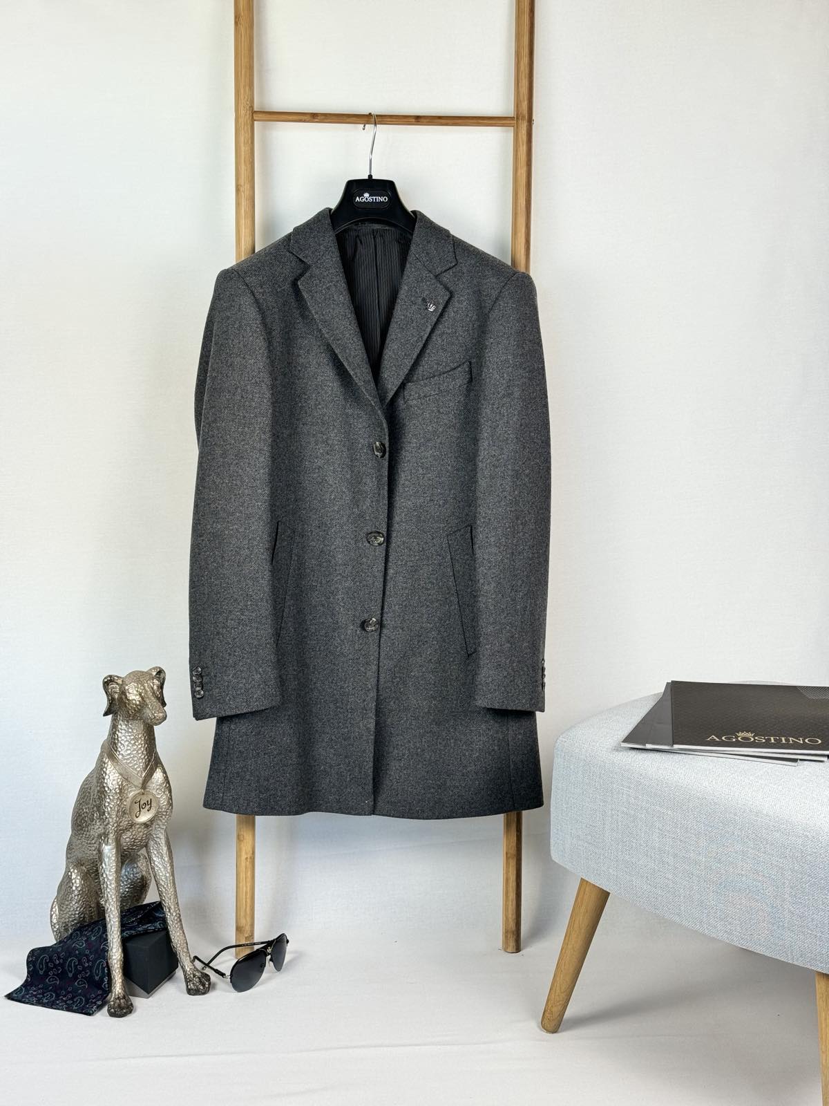 Палто от вълна / полиестер тъмно сиво