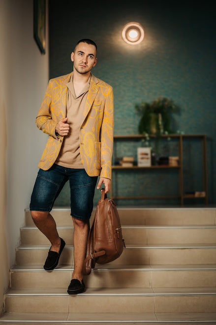 Бежово сако с оранжев мотив Palermo