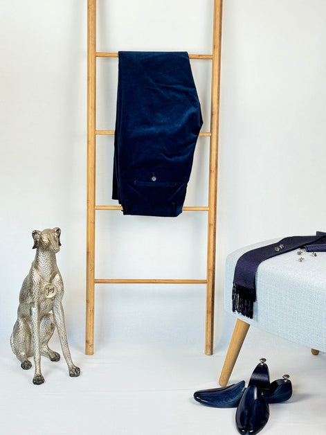 Панталон от рипсено кадифе индигово син